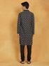 Vastramay Men's Black Cotton Kurta And Pyjama Set